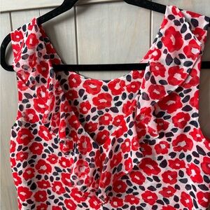 CAbi Red and Navy Floral Sleeveless Top